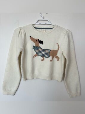 Cynthia Rowley Girls Sweater Dachshund Dog Bow Knit 7/8